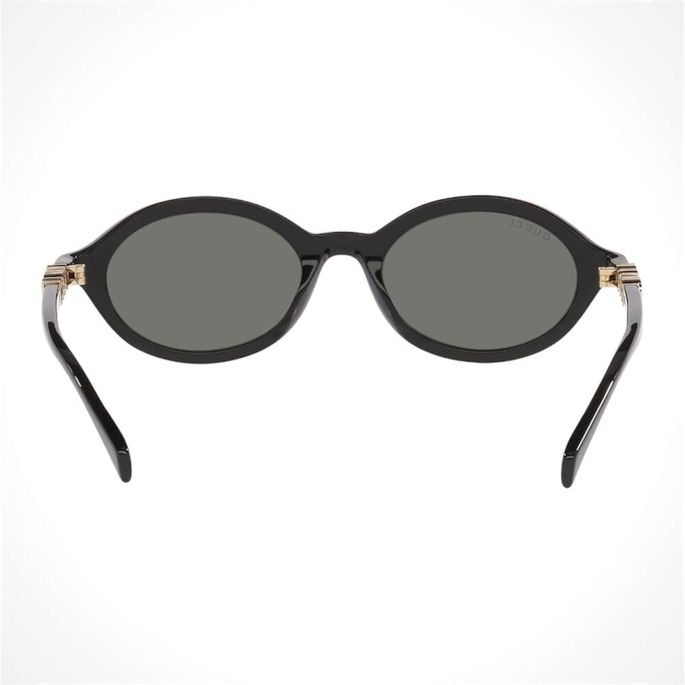New GUCCI Sunglasses Black 51-19-140mm Slim Round Oval Gold Metal Logo - Picture 3 of 5